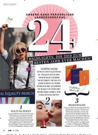 Titelbild der Ausgabe 1/2019 von UNSEREGANZ PERSÖNLICHE JAHRESVORSCHAU: 24: HIGH LIGHTS, DIE 2019 ZUM BESTEN JAHR EVER MACHEN!. Zeitschriften als Abo oder epaper bei United Kiosk online kaufen.