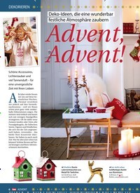 Titelbild der Ausgabe 1/2018 von Dekorieren: Deko-Ideen, die eine wunderbar festliche Atmosphäre zaubern: Advent, Advent!. Zeitschriften als Abo oder epaper bei United Kiosk online kaufen.