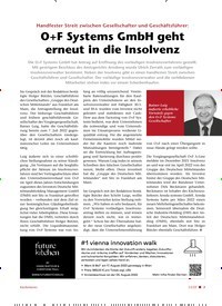 Titelbild der Ausgabe 13/2022 von O+F Systems GmbH geht erneut in die Insolvenz. Zeitschriften als Abo oder epaper bei United Kiosk online kaufen.