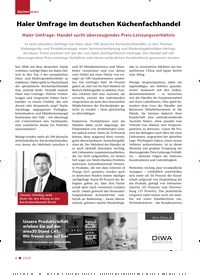 Titelbild der Ausgabe 15/2022 von Haier Umfrage im deutschen Küchenfachhandel. Zeitschriften als Abo oder epaper bei United Kiosk online kaufen.