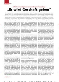 Titelbild der Ausgabe 18/2022 von AMK-Vereinsmitgliederversammlung in Heidelberg: „Es wird Geschäft geben“. Zeitschriften als Abo oder epaper bei United Kiosk online kaufen.