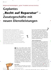 Titelbild der Ausgabe 4/2022 von Geplantes „Recht auf Reparatur“ – Zusatzgeschäfte mit neuen Dienstleistungen. Zeitschriften als Abo oder epaper bei United Kiosk online kaufen.
