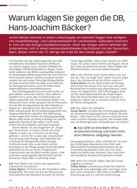 Titelbild der Ausgabe 11/2019 von Warum klagen Sie gegen die DB, Hans-Joachim Bäcker?. Zeitschriften als Abo oder epaper bei United Kiosk online kaufen.