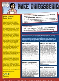 Titelbild der Ausgabe 4/2022 von MAKE KRIEGSBERICHTERSTATTUNG NOT WAR. Zeitschriften als Abo oder epaper bei United Kiosk online kaufen.