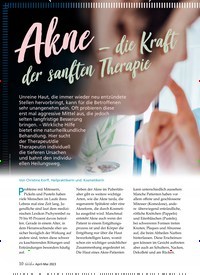 Titelbild der Ausgabe 2/2023 von Akne – die Kraft der sanften Therapie. Zeitschriften als Abo oder epaper bei United Kiosk online kaufen.