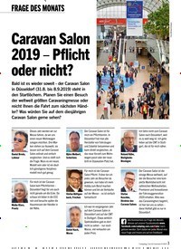 Titelbild der Ausgabe 9/2019 von FRAGE DES MONATS: Caravan Salon 2019 – Pflicht oder nicht?. Zeitschriften als Abo oder epaper bei United Kiosk online kaufen.