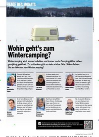 Titelbild der Ausgabe 11/2022 von Wohin geht’s zum Wintercamping?. Zeitschriften als Abo oder epaper bei United Kiosk online kaufen.