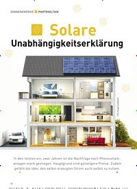 Titelbild der Ausgabe 2/2019 von SONNENENERGIE PHOTOVOLTAIK:Solare Unabhängigkeitserklärung. Zeitschriften als Abo oder epaper bei United Kiosk online kaufen.