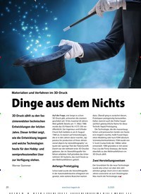 Titelbild der Ausgabe 11/2020 von Materialien und Verfahren im 3D-Druck: Dinge aus dem Nichts. Zeitschriften als Abo oder epaper bei United Kiosk online kaufen.