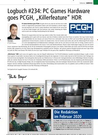 Titelbild der Ausgabe 4/2020 von Logbuch #234: PC Games Hardware goes PCGH, „Killerfeature“ HDR. Zeitschriften als Abo oder epaper bei United Kiosk online kaufen.