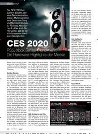 Titelbild der Ausgabe 3/2020 von CES 2020: PS5, Xbox Series X und mehr: Die Hardware-Highlights der Messe. Zeitschriften als Abo oder epaper bei United Kiosk online kaufen.