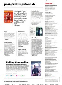 Titelbild der Ausgabe 8/2022 von post@rollingstone.de. Zeitschriften als Abo oder epaper bei United Kiosk online kaufen.