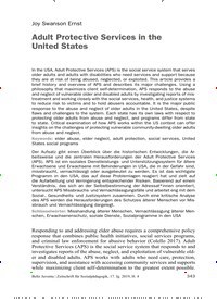 Titelbild der Ausgabe 4/2019 von Joy Swanson Ernst: Adult Protective Services in the United States. Zeitschriften als Abo oder epaper bei United Kiosk online kaufen.