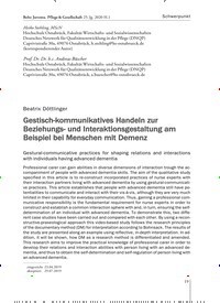 Titelbild der Ausgabe 1/2020 von Gestisch-kommunikatives Handeln zur Beziehungs- und Interaktionsgestaltung am Beispiel bei Menschen mit Demenz. Zeitschriften als Abo oder epaper bei United Kiosk online kaufen.