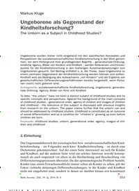 Titelbild der Ausgabe 4/2019 von Markus Kluge: Ungeborene als Gegenstand der Kindheitsforschung?. Zeitschriften als Abo oder epaper bei United Kiosk online kaufen.