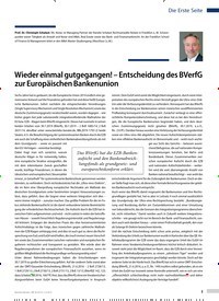 Titelbild der Ausgabe 36/2019 von Wieder einmal gutgegangen! – EntscheidungdesBVerfG zur EuropäischenBankenunion. Zeitschriften als Abo oder epaper bei United Kiosk online kaufen.