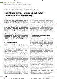 Titelbild der Ausgabe 36/2019 von Einziehung eigener Aktien nach Erwerb – aktienrechtliche Einordnung. Zeitschriften als Abo oder epaper bei United Kiosk online kaufen.