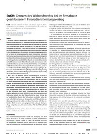 Titelbild der Ausgabe 39/2019 von Entscheidungen: EuGH: Grenzen des Widerrufsrechts bei im Fernabsatz geschlossenem Finanzdienstleistungsvertrag. Zeitschriften als Abo oder epaper bei United Kiosk online kaufen.