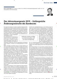 Titelbild der Ausgabe 45/2019 von Die Erste Seite: Das Jahressteuergesetz 2019 – Umfangreiche Änderungswünsche des Bundesrats. Zeitschriften als Abo oder epaper bei United Kiosk online kaufen.