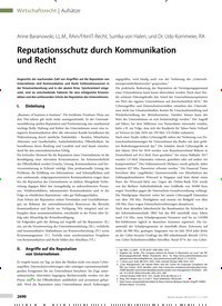 Titelbild der Ausgabe 46/2019 von Aufsätze: Reputationsschutz durch Kommunikation und Recht. Zeitschriften als Abo oder epaper bei United Kiosk online kaufen.