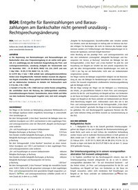 Titelbild der Ausgabe 48/2019 von Entscheidungen: BGH: Entgelte für Bareinzahlungen und Barauszahlungen am Bankschalter nicht generell unzulässig – Rechtsprechungsänderung. Zeitschriften als Abo oder epaper bei United Kiosk online kaufen.
