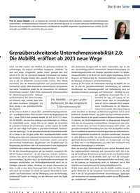 Titelbild der Ausgabe 3/2020 von Die Erste Seite: Grenzüberschreitende Unternehmensmobilität 2.0: Die MobilRL eröffnet ab 2023 neue Wege. Zeitschriften als Abo oder epaper bei United Kiosk online kaufen.