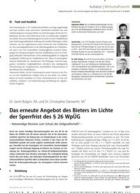 Titelbild der Ausgabe 7/2020 von Dr. Gerrit Bulgrin, RA, und Dr. Christopher Danwerth, RA*:Das erneute Angebot des Bieters im Lichte der Sperrfrist des § 26 WpÜG. Zeitschriften als Abo oder epaper bei United Kiosk online kaufen.