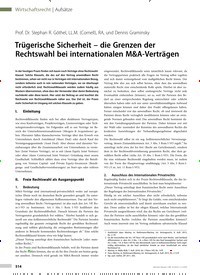 Titelbild der Ausgabe 10/2020 von Aufsätze: Trügerische Sicherheit - die Grenzen der Rechtswahl bei internationalen M&A-Verträgen. Zeitschriften als Abo oder epaper bei United Kiosk online kaufen.