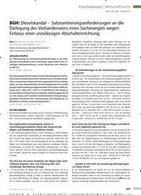 Titelbild der Ausgabe 10/2020 von Entscheidungen:BGH: Dieselskandal - Substantiierungsanforderungen an die Darlegung des Vorhandenseins eines Sachmangels wegen Einbaus einer unzulässigen Abschalteinrichtung. Zeitschriften als Abo oder epaper bei United Kiosk online kaufen.