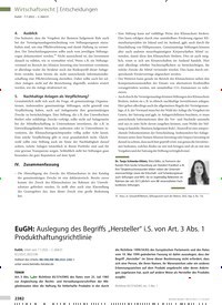 Titelbild der Ausgabe 42/2022 von EuGH: Auslegung des Begriffs „Hersteller“ i. S. von Art. 3 Abs. 1 Produkthaftungsrichtlinie. Zeitschriften als Abo oder epaper bei United Kiosk online kaufen.