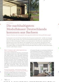 Titelbild der Ausgabe 1/2023 von Die nachhaltigsten Modulhäuser Deutschlands kommen aus Sachsen. Zeitschriften als Abo oder epaper bei United Kiosk online kaufen.