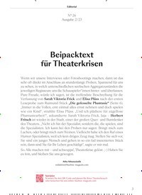 Titelbild der Ausgabe 2/2023 von Beipacktex t für Theaterkrisen. Zeitschriften als Abo oder epaper bei United Kiosk online kaufen.