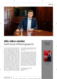 Titelbild der Ausgabe 1/2023 von Alle Jahre wieder Gold versus Inflationsgespenst. Zeitschriften als Abo oder epaper bei United Kiosk online kaufen.