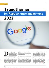 Titelbild der Ausgabe 36/2022 von Trendthemen im Reputationsmanagement 2022. Zeitschriften als Abo oder epaper bei United Kiosk online kaufen.