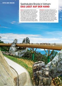 Titelbild der Ausgabe 1/2019 von FOTO DER WOCHE: Spektakuläre Brücke in Vietnam DAS LIEGT AUF DER HAND. Zeitschriften als Abo oder epaper bei United Kiosk online kaufen.