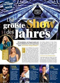 Titelbild der Ausgabe 20/2019 von TV-THEMA DER WOCHE: Diegrößte Show des Jahres. Zeitschriften als Abo oder epaper bei United Kiosk online kaufen.