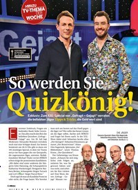 Titelbild der Ausgabe 29/2019 von TV-THEMA DER WOCHE: So werden Sie Quizkönig!. Zeitschriften als Abo oder epaper bei United Kiosk online kaufen.