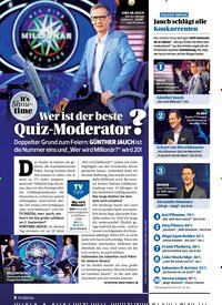 Titelbild der Ausgabe 18/2019 von It’s Show-time: Wer ist der beste Quiz-Moderator?. Zeitschriften als Abo oder epaper bei United Kiosk online kaufen.