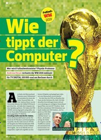 Titelbild der Ausgabe 14/2018 von SPORT: Wie tippt der Computer?. Zeitschriften als Abo oder epaper bei United Kiosk online kaufen.