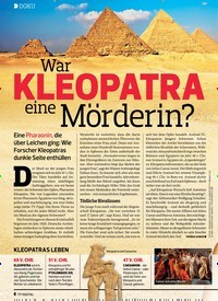 Titelbild der Ausgabe 19/2019 von DOKU: War KLEOPATRA eine Mörderin?. Zeitschriften als Abo oder epaper bei United Kiosk online kaufen.