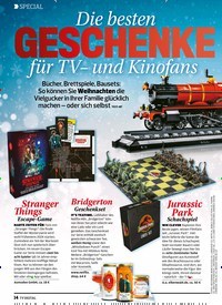 Titelbild der Ausgabe 25/2022 von Die besten GESCHENKE für TV– und Kinofans. Zeitschriften als Abo oder epaper bei United Kiosk online kaufen.