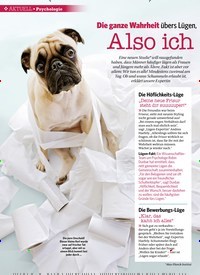 Titelbild der Ausgabe 7/2019 von AKTUELL: Die ganze Wahrheit übers Lügen, Flunkern, Schweigen: Also ich war’s nicht …. Zeitschriften als Abo oder epaper bei United Kiosk online kaufen.