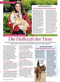 Titelbild der Ausgabe 23/2019 von Psychologie: Therapeuten mit Herz und Schnauze: Die Heilkraft der Tiere. Zeitschriften als Abo oder epaper bei United Kiosk online kaufen.