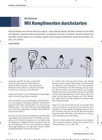 Titelbild der Ausgabe 4/2019 von Die Kolumne: Mit Komplimenten durchstarten. Zeitschriften als Abo oder epaper bei United Kiosk online kaufen.