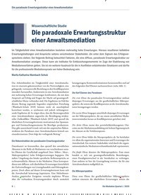 Titelbild der Ausgabe 1/2020 von Wissenschaftliche Studie: Die paradoxale Erwartungsstruktur einer Anwaltsmediation. Zeitschriften als Abo oder epaper bei United Kiosk online kaufen.