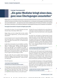Titelbild der Ausgabe 2/2020 von Leipziger Impulsgespräch: „Ein guter Mediator bringt einen dazu, ganz neue Überlegungen anzustellen“. Zeitschriften als Abo oder epaper bei United Kiosk online kaufen.