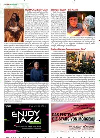 Titelbild der Ausgabe 166/2022 von HD/MA/LU: Enjoy Jazz. Zeitschriften als Abo oder epaper bei United Kiosk online kaufen.