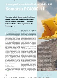 Titelbild der Ausgabe 2/2020 von Titelgeschichte: Schwergewicht aus Düsseldorf von NZG in 1:50 Komatsu PC4000-11. Zeitschriften als Abo oder epaper bei United Kiosk online kaufen.