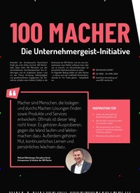 Titelbild der Ausgabe 1/2020 von 100 MACHER. Zeitschriften als Abo oder epaper bei United Kiosk online kaufen.