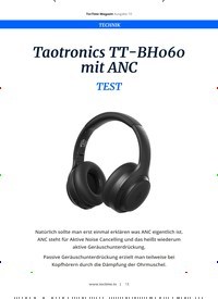 Titelbild der Ausgabe 10/2019 von Taotronics TT-BH060 mit ANC TEST. Zeitschriften als Abo oder epaper bei United Kiosk online kaufen.